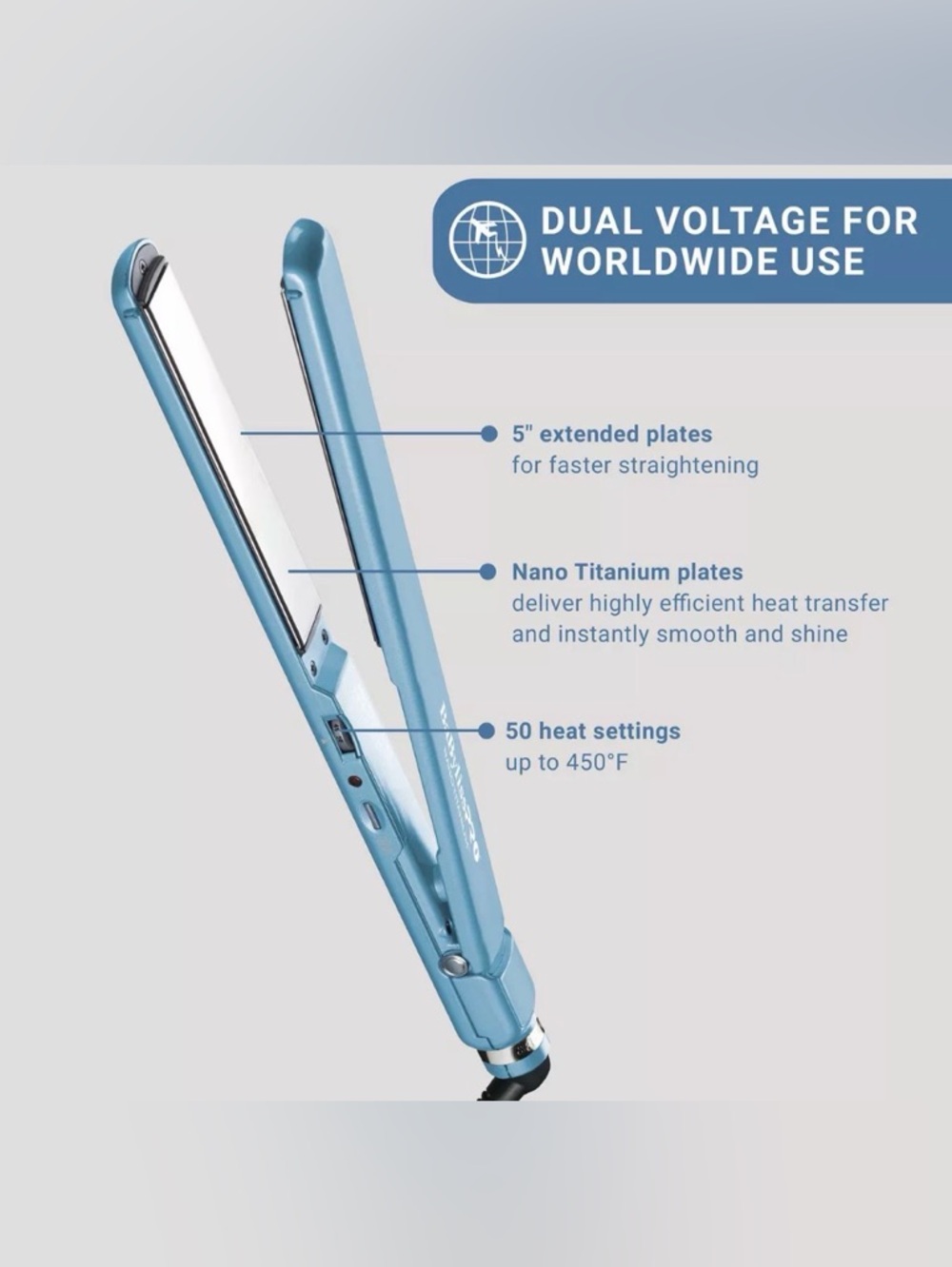 BaByliss Nano Teal Blue Hair Straightener - Picture 13 of 13